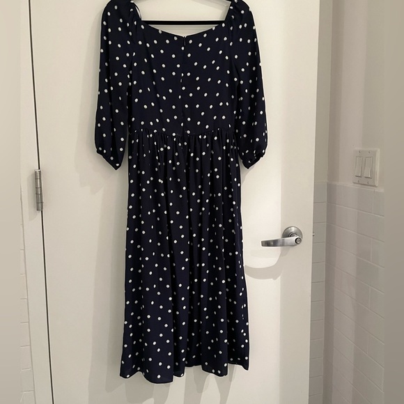 Maison Tara blue polka dot smocked midi dress Size 10 - Picture 4 of 11